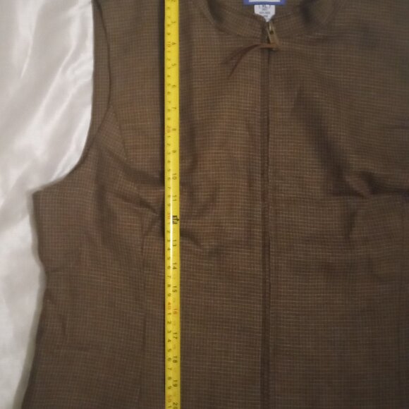 reed men's vest zipper sizeXL 100% wool brown/cream checked preppy busniness - Picture 5 of 8